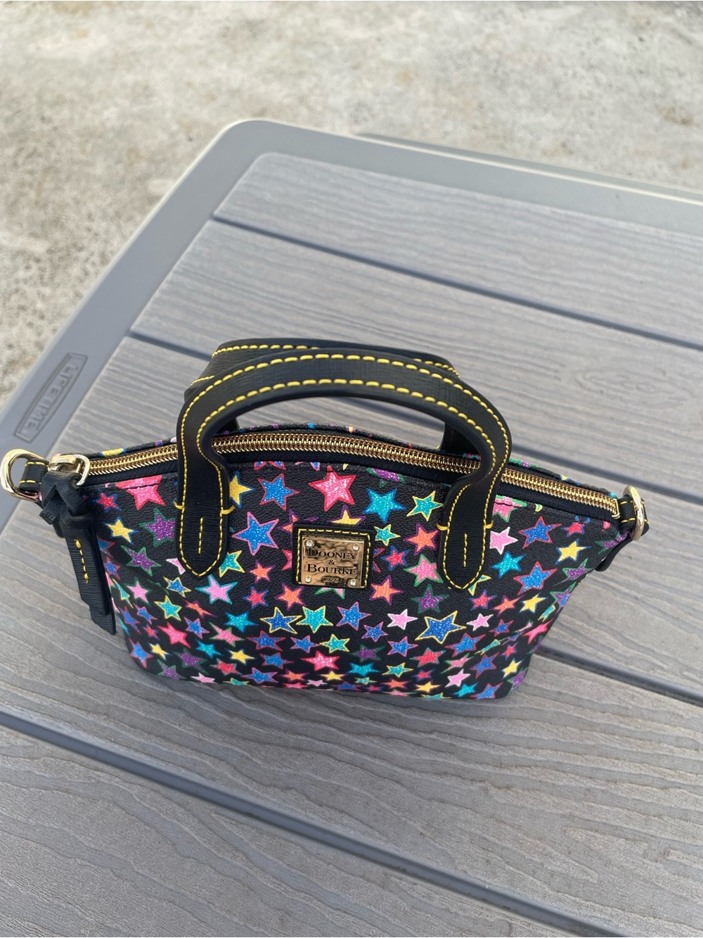 Dooney & Bourke Black Multicolor Star Print Satchel Bag - Picture 2 of 11